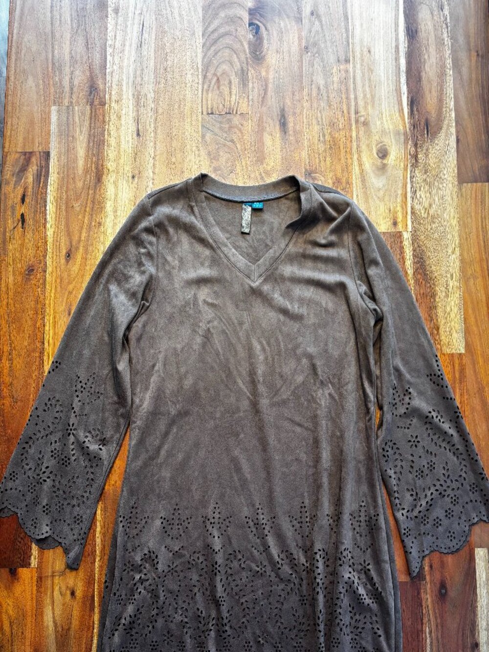 Ethyl Faux Suede Laser Cut Top - M